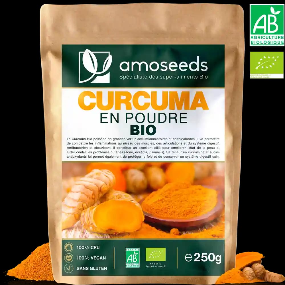 Curcuma Bio en poudre- 250g ***moulu à partir du moment où vous passez commande .