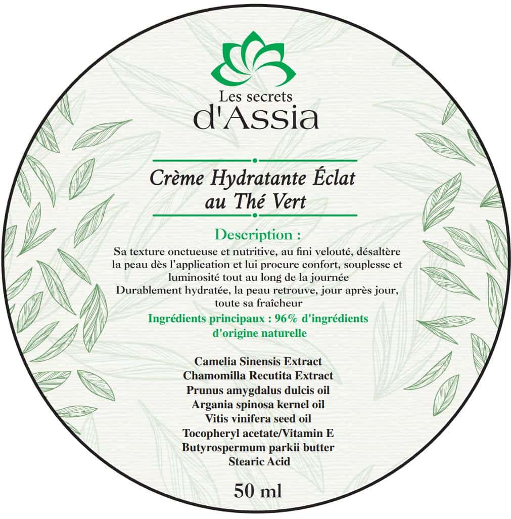 Crème Hydratante au Thé Vert (végan) 50 ml