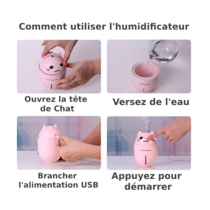 Diffuseur huiles essentielles CHAT 3 en 1 -