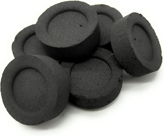 Charbons d'encens à allumage Rapide 1 Rouleaux - 10 disques de Charbon de Bois Pur pressé 33 mm