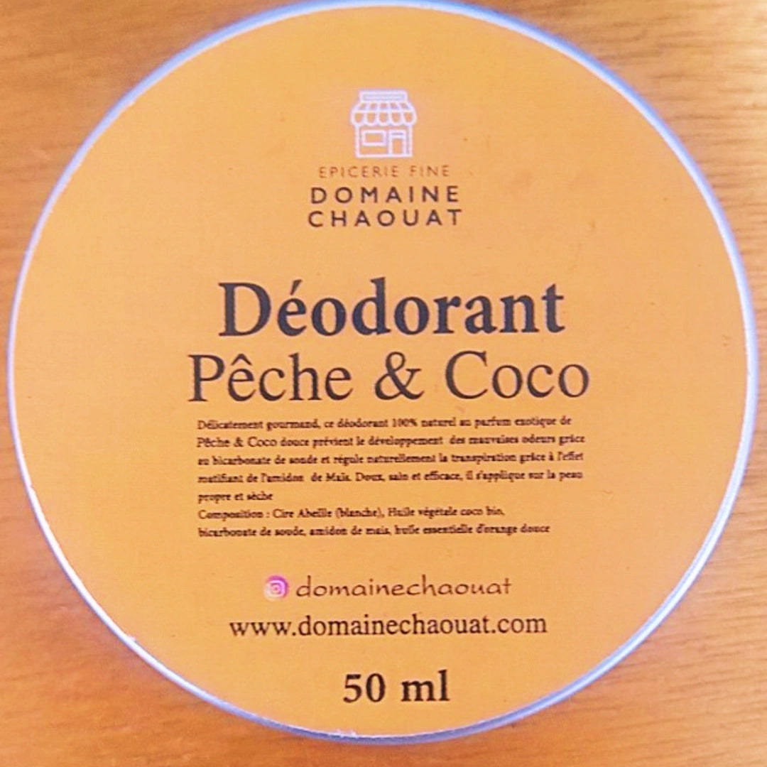 Pack : 2 baume déodorant anti-transpirant solide Pêche - Coco 50 ml sans sel d'aluminium