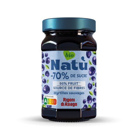 Confiture sans sucre pour diabétiques Préparation 100% Myrtilles 240 g